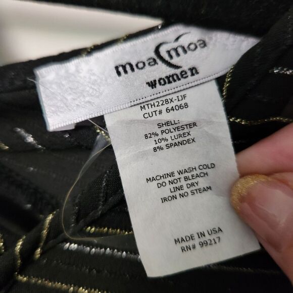 Moa Moa Womens Plus Silver Gold Black Metallic Striped V-Neck Blouse Size 2X - Picture 6 of 7